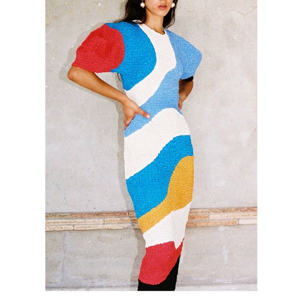 SOLD! Mara Hoffman Freya Color Block Midi Dress S - Picture 2 of 12